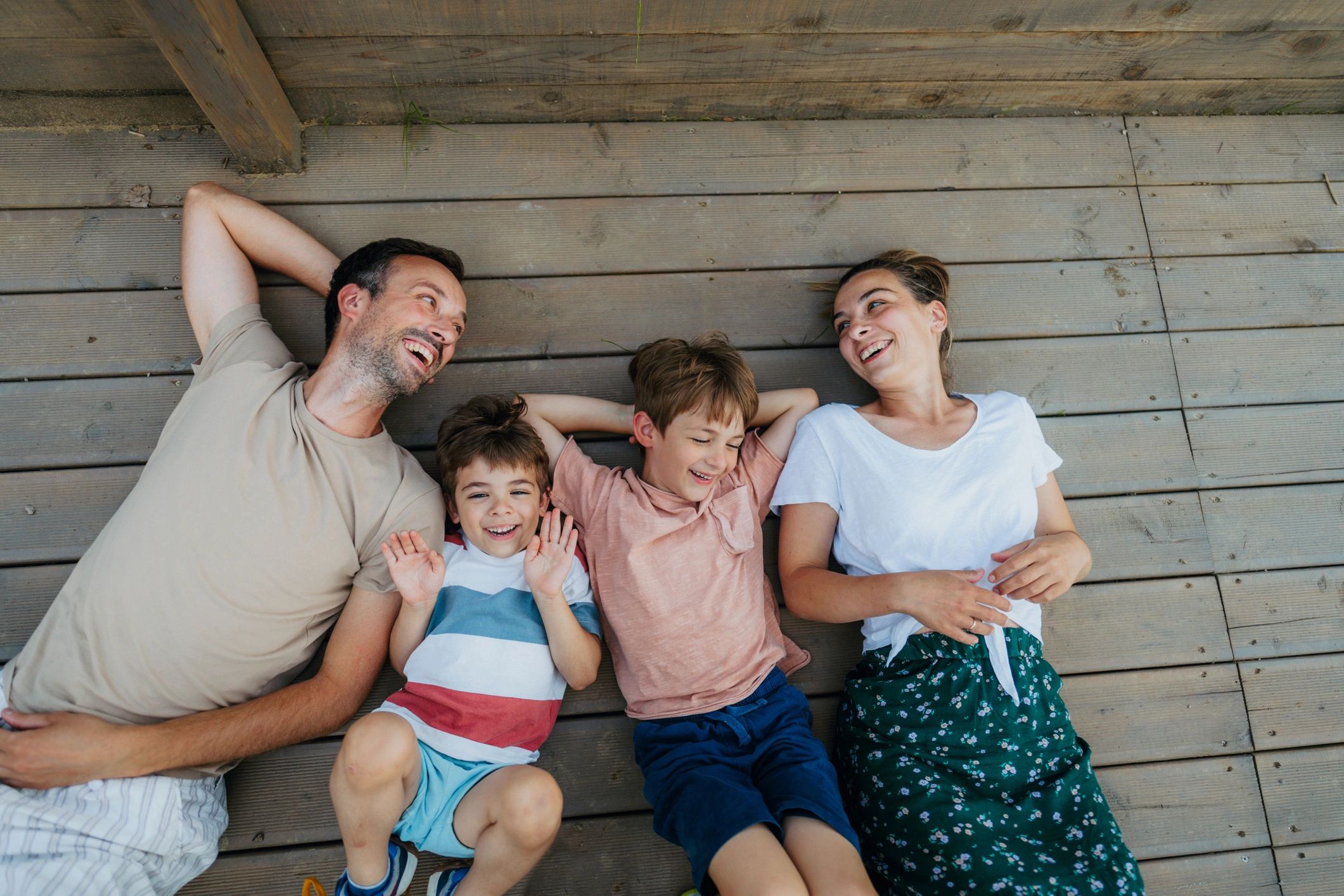 family enjoying outdoor patio deck