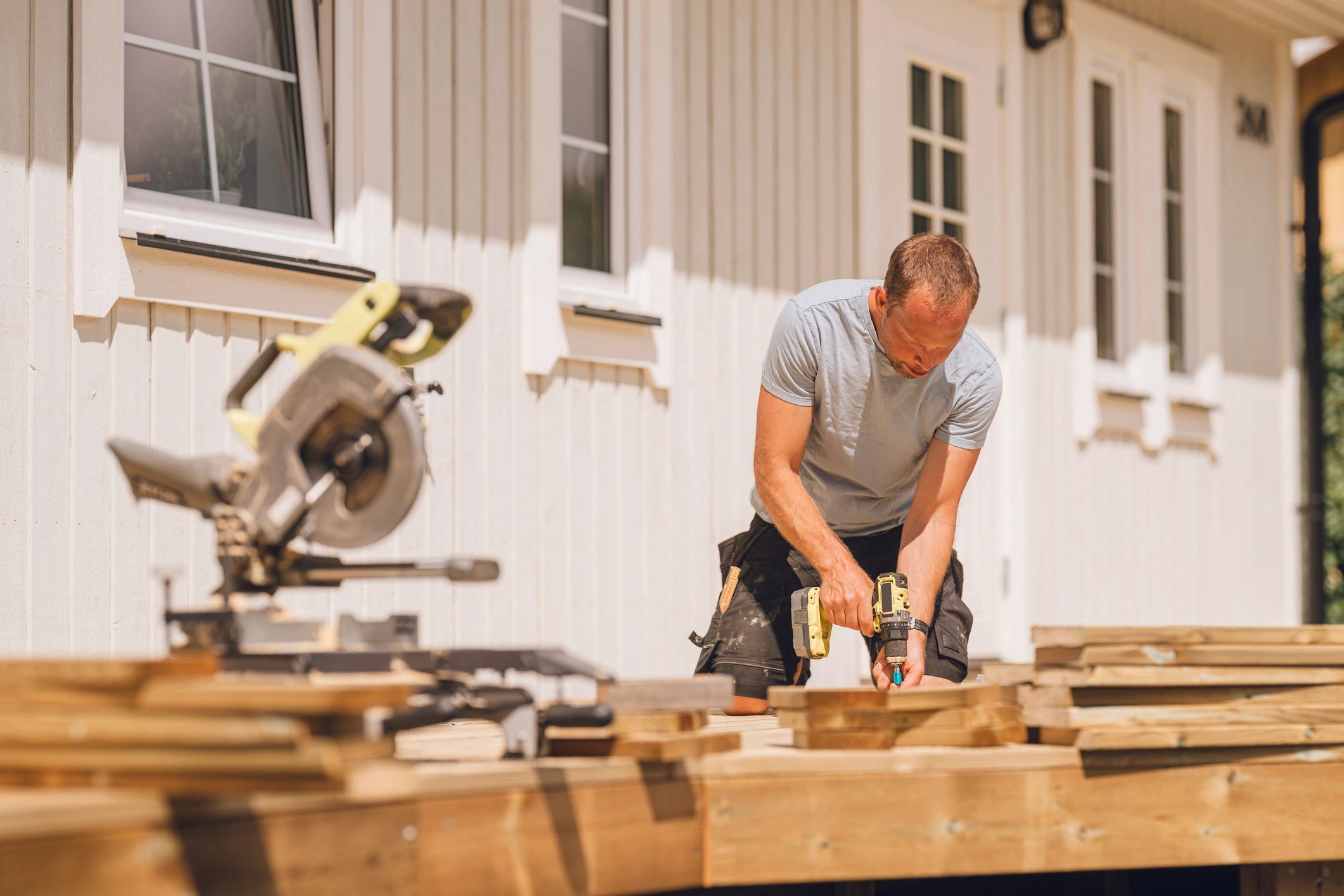 DeckFort team at work on a custom deck installation